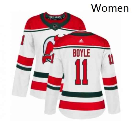 Womens Adidas New Jersey Devils 11 Brian Boyle Authentic White Alternate NHL Jersey